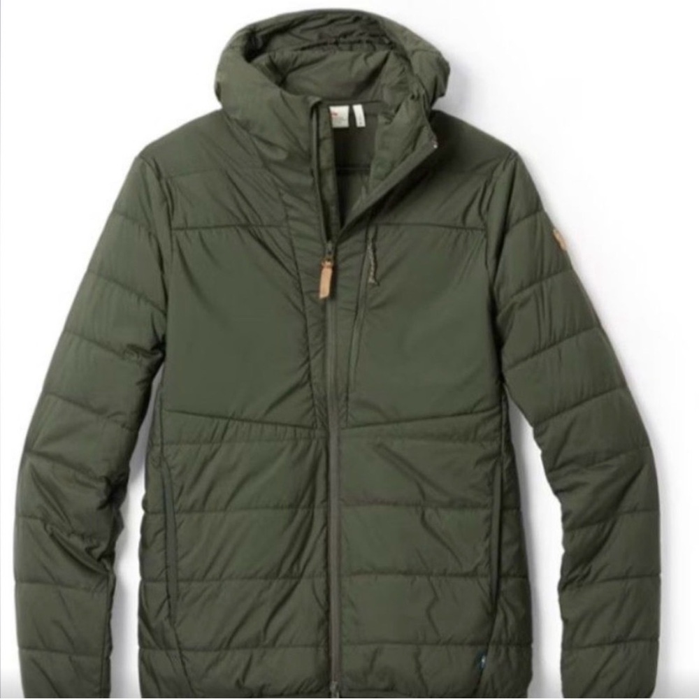 FJALLRAVEN Men's Size LARGE, Keb Padded Hoody Jacket. Dark Forest Green. NWT